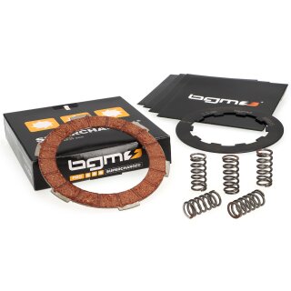 Clutch plate set " -BGM PRO Superstrong Racing Red-" 5 plates, steel plates & reinforced springs Series 1-3/DL/GP